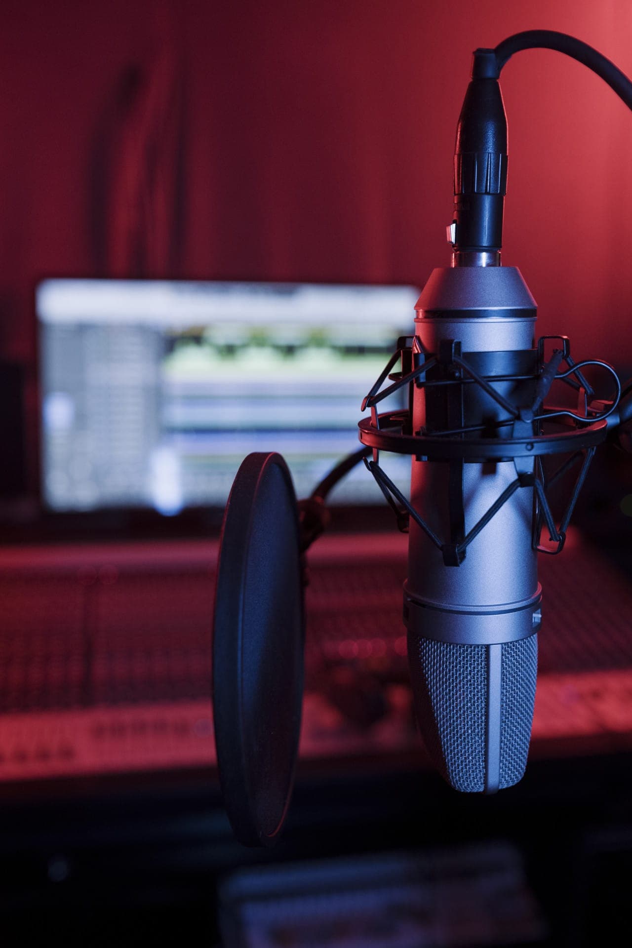 Studio microphone with a pop filter