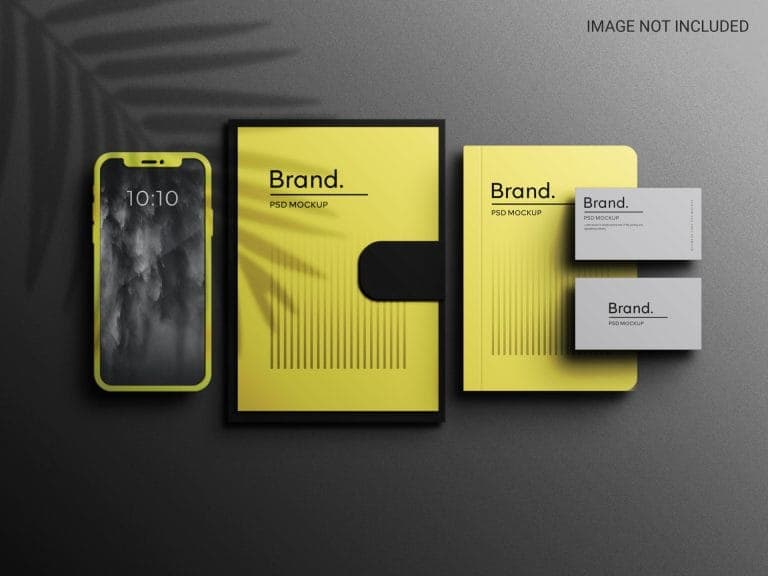 Brand identity mockup across printed collateral